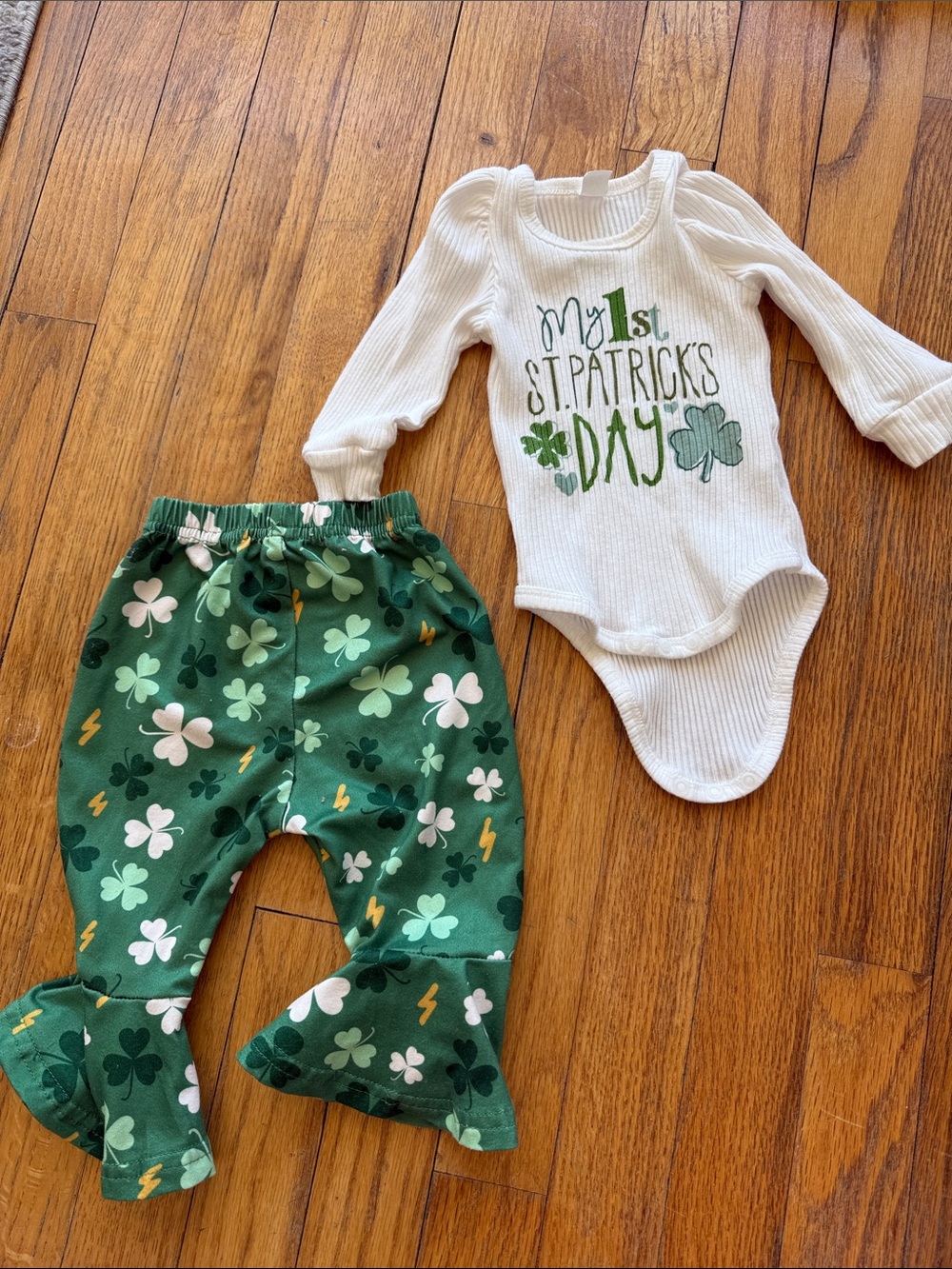 Baby St. Patrick's Day Outfit - Green Clover Set